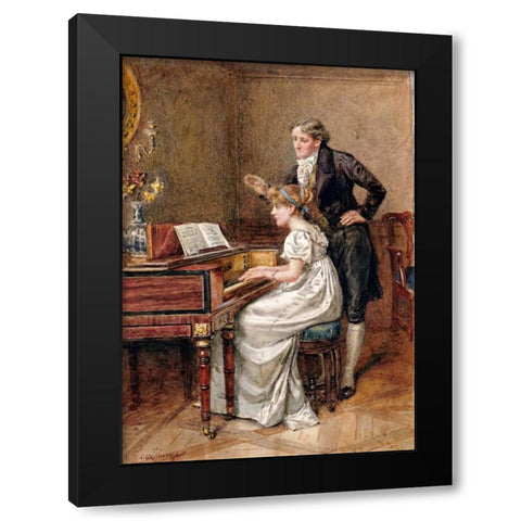 The Music Master Black Modern Wood Framed Art Print by Kilburne, George Goodwin