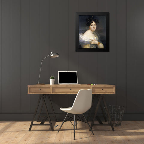 Portrait of a Lady Black Modern Wood Framed Art Print by Kinson, Francois Joseph