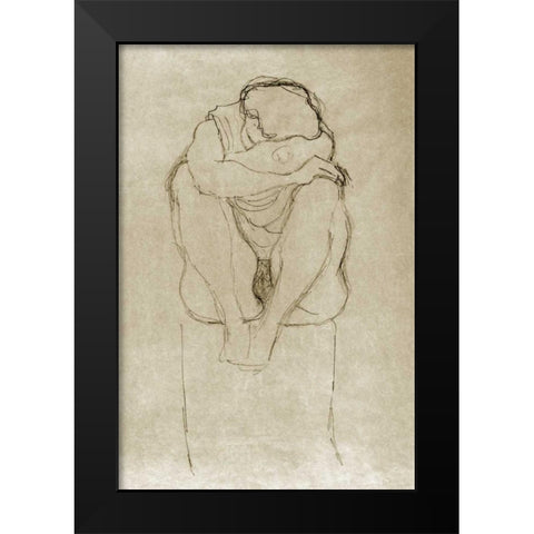 Seated Woman Black Modern Wood Framed Art Print by Klimt, Gustav