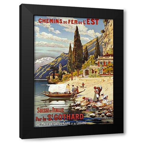 Suisse Et Italie Par Le St Gothard Black Modern Wood Framed Art Print with Double Matting by Krallt, G.