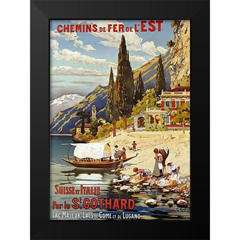 Suisse Et Italie Par Le St Gothard Black Modern Wood Framed Art Print by Krallt, G.