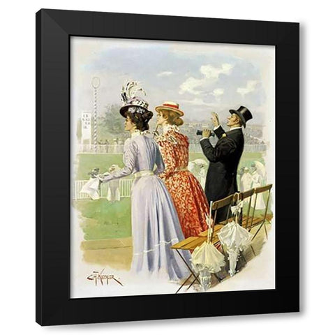 At The Races Black Modern Wood Framed Art Print with Double Matting by Kuechler, Carl Hermann