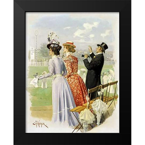 At The Races Black Modern Wood Framed Art Print by Kuechler, Carl Hermann