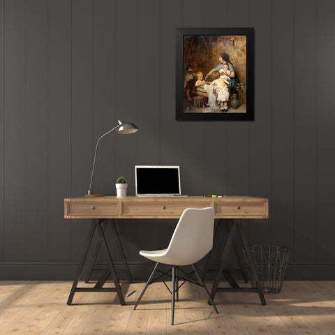 Saturday Night Black Modern Wood Framed Art Print by Laeverenz, Gustav