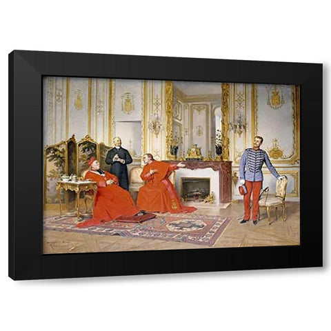 The Dispute Black Modern Wood Framed Art Print with Double Matting by Laissement, Henri Adolphe