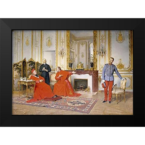 The Dispute Black Modern Wood Framed Art Print by Laissement, Henri Adolphe