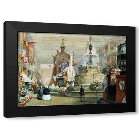 The Great Exhibition Held In The Crystal Palace, London Black Modern Wood Framed Art Print with Double Matting by Lami, Eugene Louis