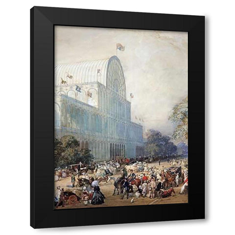 The Inauguration of The Crystal Palace Black Modern Wood Framed Art Print with Double Matting by Lami, Eugene Louis