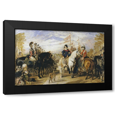 Queen Victoria and The Duke of Wellington Black Modern Wood Framed Art Print by Landseer, Sir Edwin