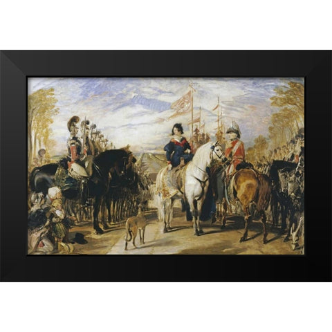 Queen Victoria and The Duke of Wellington Black Modern Wood Framed Art Print by Landseer, Sir Edwin