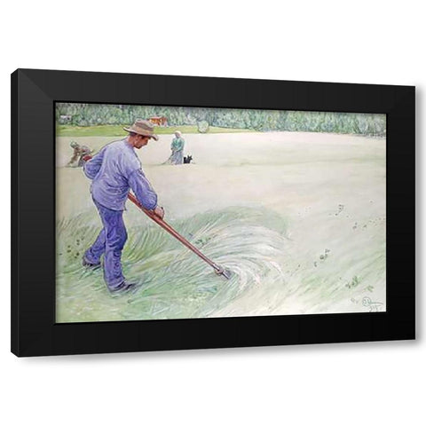 Harvesters Black Modern Wood Framed Art Print by Larsson, Carl
