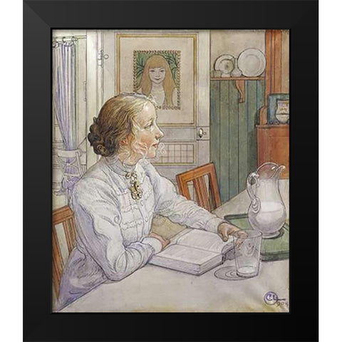 My Eldest Daughter Black Modern Wood Framed Art Print by Larsson, Carl