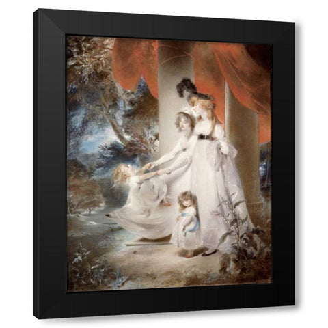 Portrait of Mrs Ayscoghe Boucherett Black Modern Wood Framed Art Print by Lawrence, Sir Thomas
