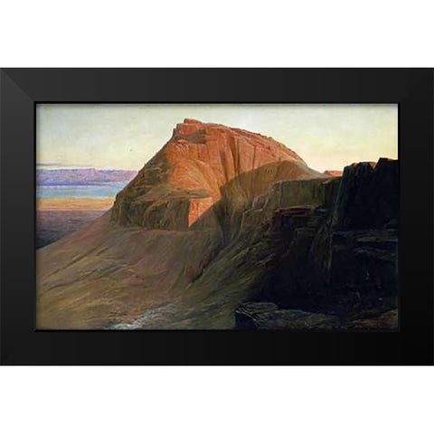 Masada On The Dead Sea Black Modern Wood Framed Art Print by Lear, Edward