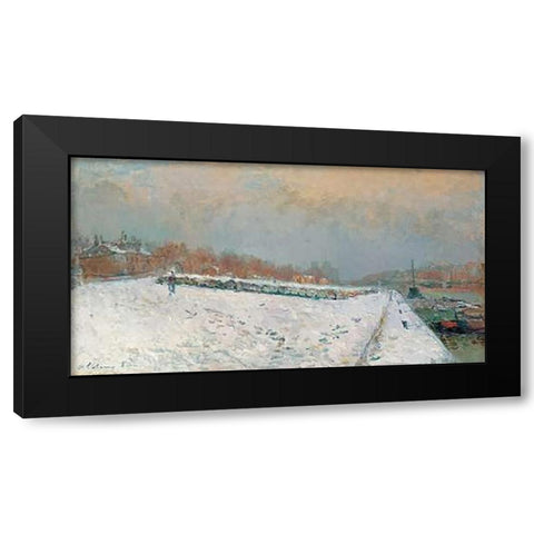Port De Bercy, En Hiver Black Modern Wood Framed Art Print with Double Matting by Lebourg, Albert