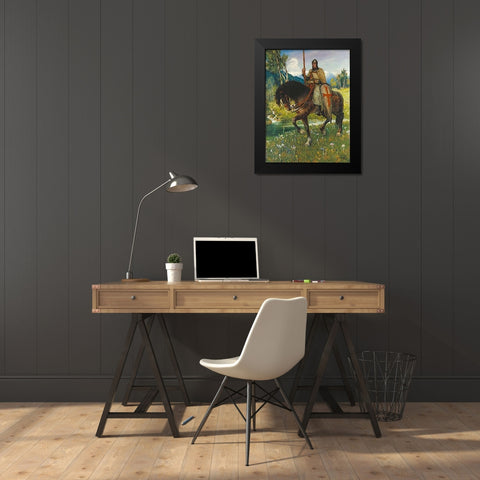 Parsifal In Quest of The Holy Grail Black Modern Wood Framed Art Print by Leeke, Ferdinand