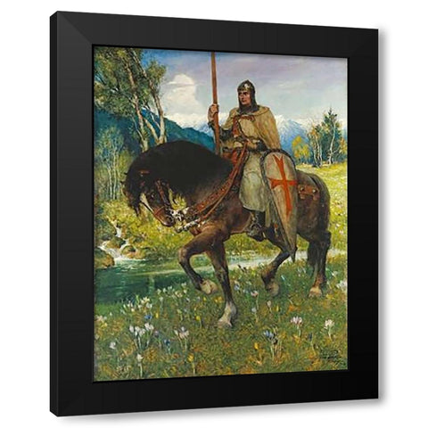 Parsifal In Quest of The Holy Grail Black Modern Wood Framed Art Print by Leeke, Ferdinand