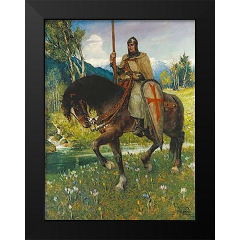 Parsifal In Quest of The Holy Grail Black Modern Wood Framed Art Print by Leeke, Ferdinand