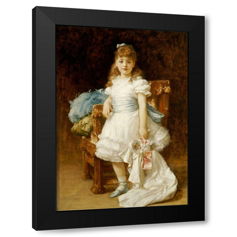 Lady Sybil Primrose Black Modern Wood Framed Art Print with Double Matting by Leighton, Lord Frederick