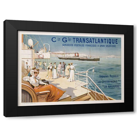Cie. Gle. Transatlantique Black Modern Wood Framed Art Print by Lessieux, Ernest Louis