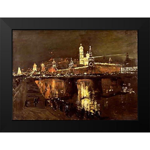 The Illumination of The Kremlin Black Modern Wood Framed Art Print by Levitan, Isaac Ilich