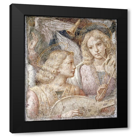 Music Making Angels - a Fragment Black Modern Wood Framed Art Print by Luini, Bernardino