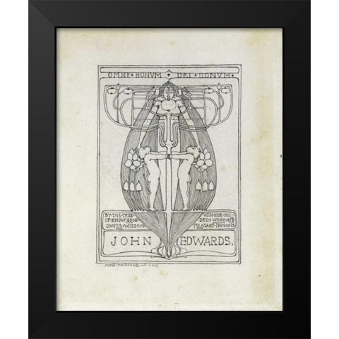 Design for a Bookplate, 1896 Black Modern Wood Framed Art Print by Mackintosh, Margaret Macdonald