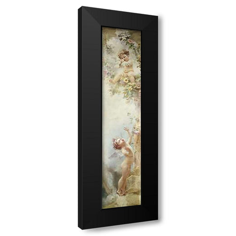 Putti Disporting Black Modern Wood Framed Art Print with Double Matting by Makowsky, Constantin