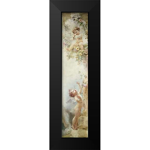 Putti Disporting Black Modern Wood Framed Art Print by Makowsky, Constantin