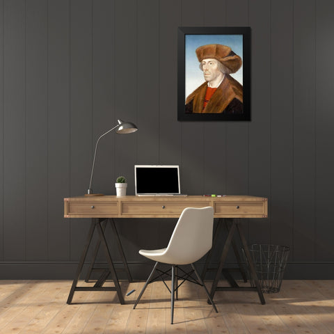 Portrait of a Gentleman Black Modern Wood Framed Art Print by Maler, Hans
