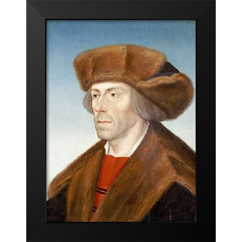 Portrait of a Gentleman Black Modern Wood Framed Art Print by Maler, Hans