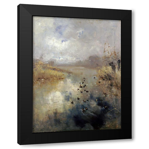 Ducks On a Lake Black Modern Wood Framed Art Print with Double Matting by Mariani, Pompeo
