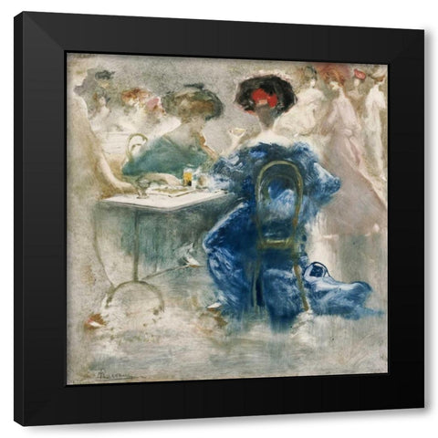 Two Elegant Ladies Black Modern Wood Framed Art Print by Mariani, Pompeo