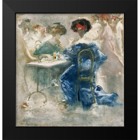 Two Elegant Ladies Black Modern Wood Framed Art Print by Mariani, Pompeo