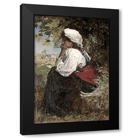 A Roman Girl Black Modern Wood Framed Art Print by Maris, Jacob Henricus