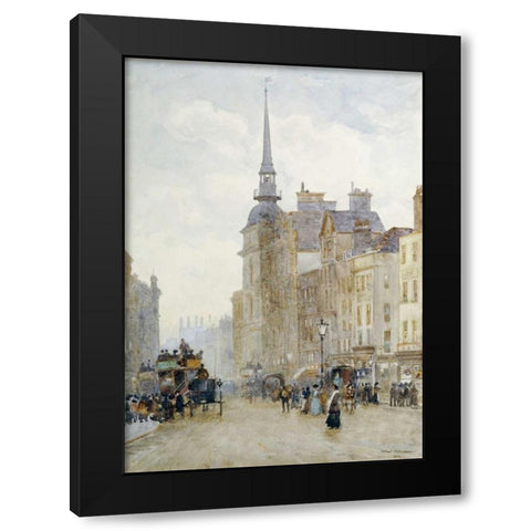 Looking Down Ludgate Hill Black Modern Wood Framed Art Print by Marshall, Herbert Menzies