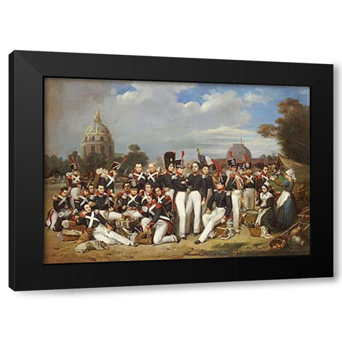 Company of the Second Legion, Paris Black Modern Wood Framed Art Print by Masse, Auguste Antoine
