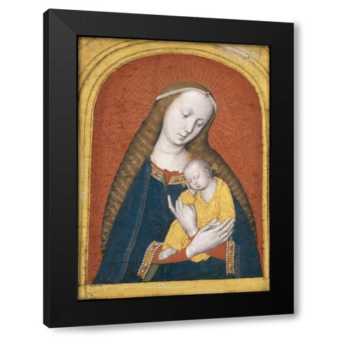The Virgin and Child Black Modern Wood Framed Art Print with Double Matting by Master  of the Dijon Madonna