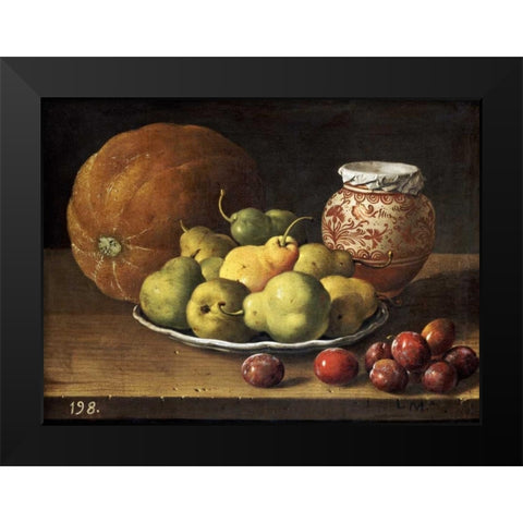 Pears On a Plate Black Modern Wood Framed Art Print by Melendez, Luis Egidio
