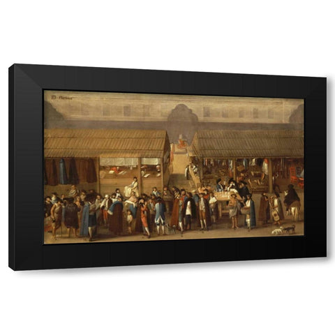 El Parian Black Modern Wood Framed Art Print by Mexican School