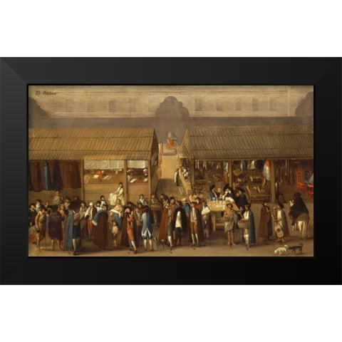 El Parian Black Modern Wood Framed Art Print by Mexican School