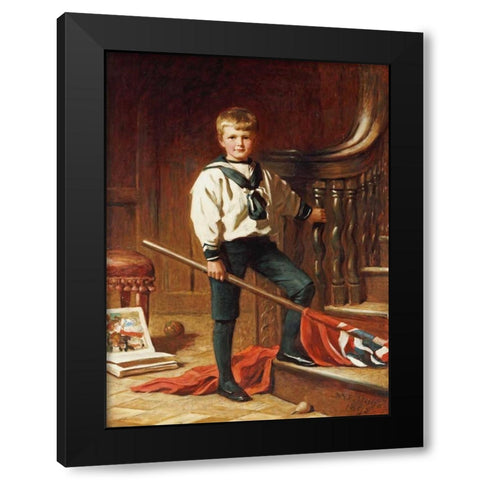The Young Patriot Black Modern Wood Framed Art Print with Double Matting by Miller, William Edwards