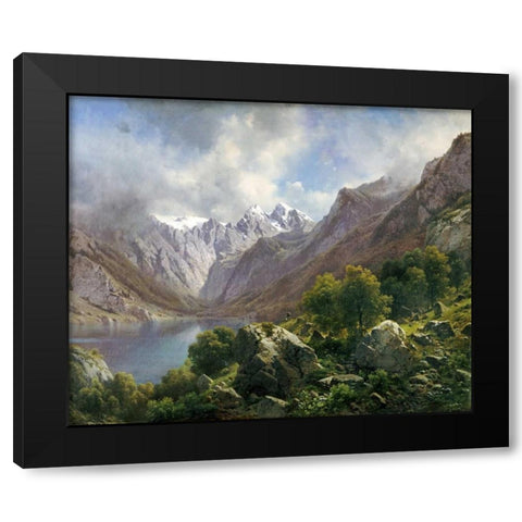 An Alpine Lake Black Modern Wood Framed Art Print by Millner, Karl