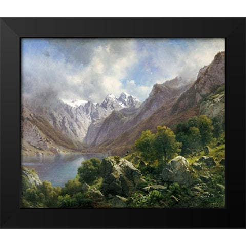 An Alpine Lake Black Modern Wood Framed Art Print by Millner, Karl