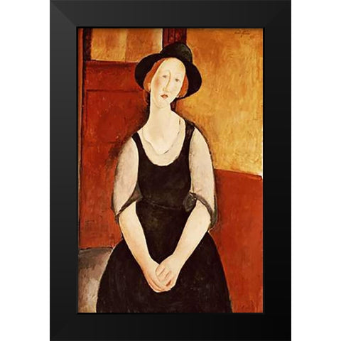 Portrait of Thora Klinckowstrom Black Modern Wood Framed Art Print by Modigliani, Amedeo