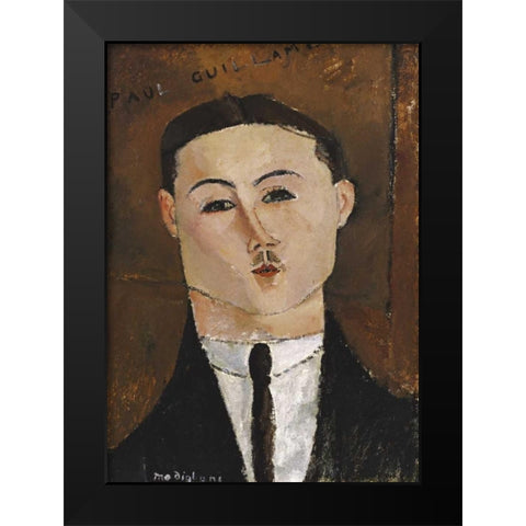 Portrait De Paul Guillaume Black Modern Wood Framed Art Print by Modigliani, Amedeo