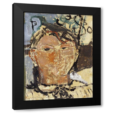 Portrait De Picasso Black Modern Wood Framed Art Print by Modigliani, Amedeo