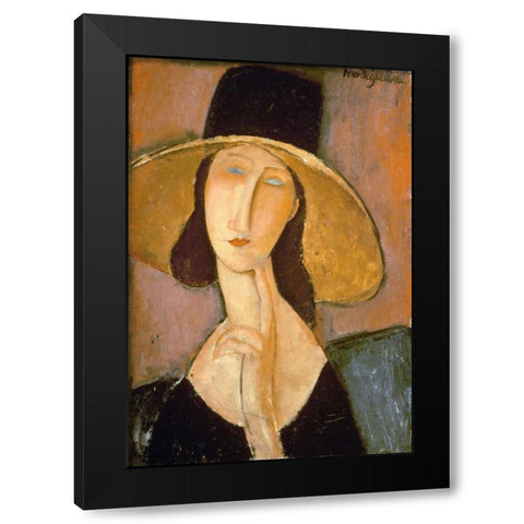 Head of a Woman Black Modern Wood Framed Art Print with Double Matting by Modigliani, Amedeo