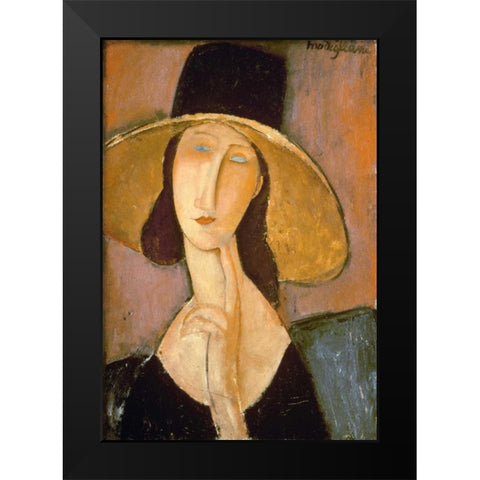 Head of a Woman Black Modern Wood Framed Art Print by Modigliani, Amedeo