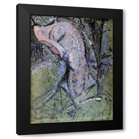 Cherubin Black Modern Wood Framed Art Print with Double Matting by Modigliani, Amedeo